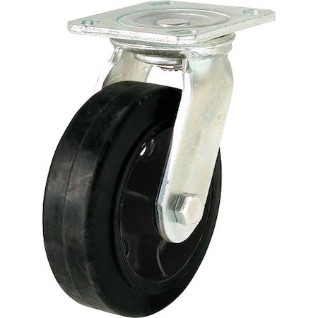 Shepherd Hardware Shepherd 6 In. Mold-On Rubber Medium-Heavy Duty Swivel Plate Caster 9493